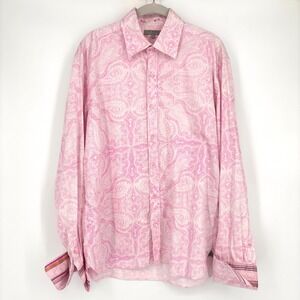 Ted Baker London Mens Pink Paisley‎ Print Long Sleeve Button Up Shirt Size L